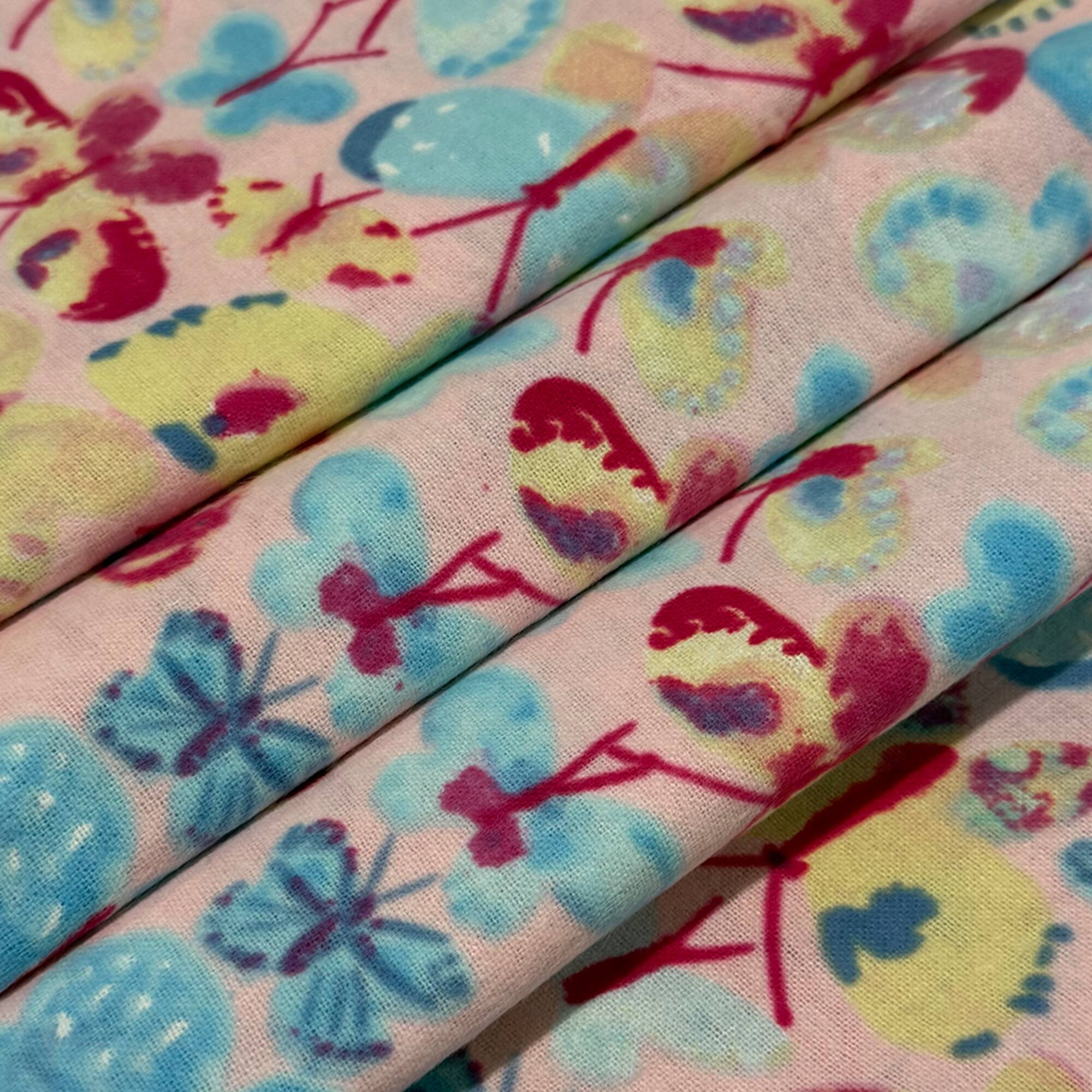 Feldman Pink Butterflies Cotton Flannel